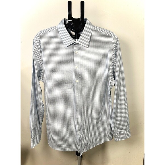 Goodfellow Co Mens Standard Fit Check Shirt Gray White Gingham Long Sleeve XXL - Picture 2 of 16